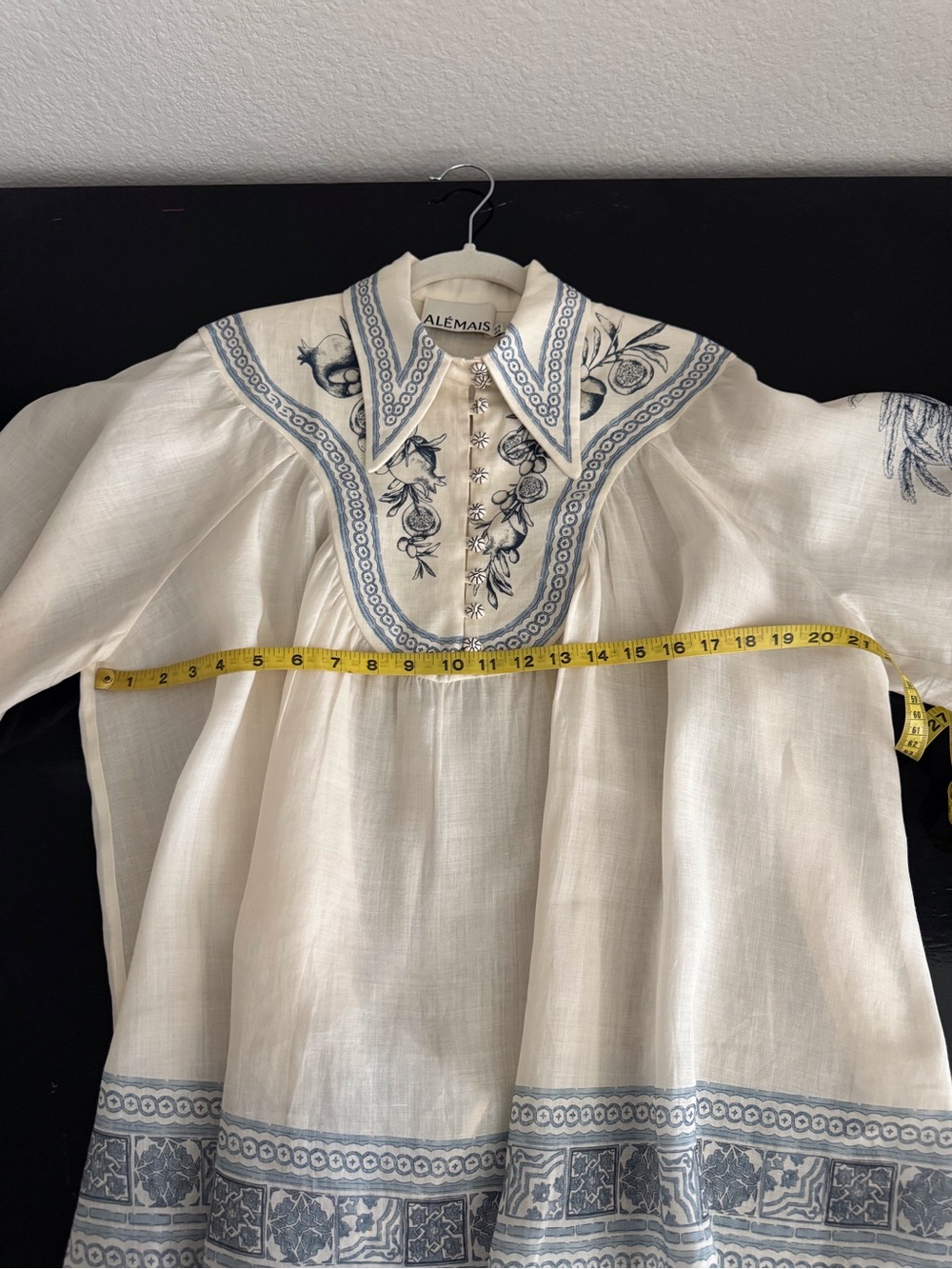 ALÉMAIS Villa Romantica Blouse Cream Blue NWOT Size 6 - Picture 11 of 16